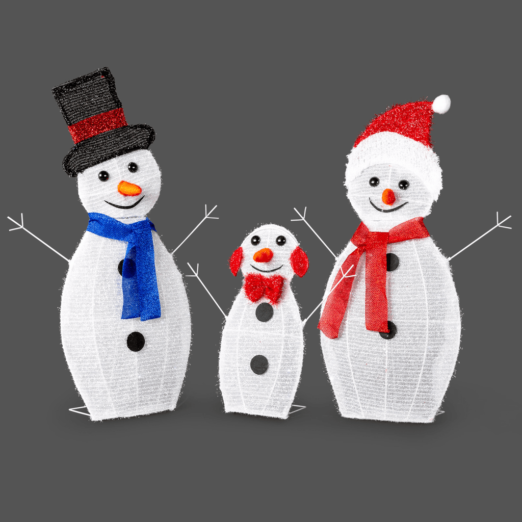 Lighted Snowman Christmas Yard Decorations, Set of 3 Pre-lit 2D Snowman Family with 80 LED White Lights and Stakes for Xmas Outdoor Holiday Indoor Decor Lighted Holiday Displays - SGP Garden Ltd