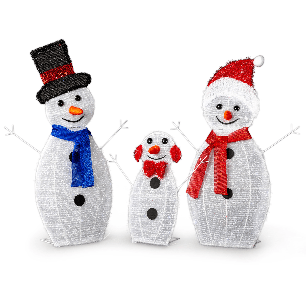 Lighted Snowman Christmas Yard Decorations, Set of 3 Pre-lit 2D Snowman Family with 80 LED White Lights and Stakes for Xmas Outdoor Holiday Indoor Decor Lighted Holiday Displays - SGP Garden Ltd