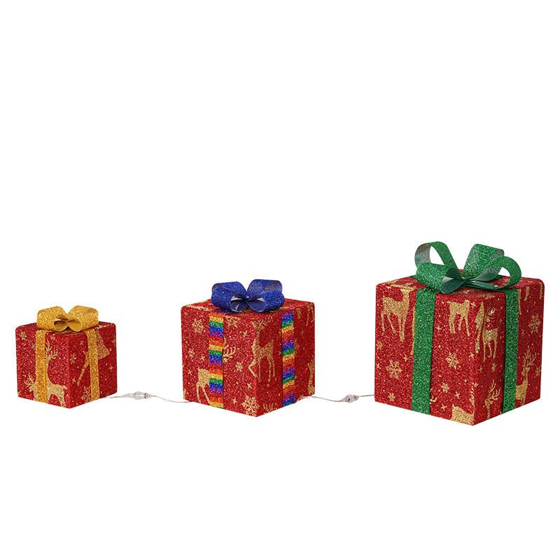 Lighted Up Outdoor Christmas Decorations Luminous Christmas Gift Box With Bow For Holiday Christmas Tree Home Yard Decor - SGP Garden Ltd