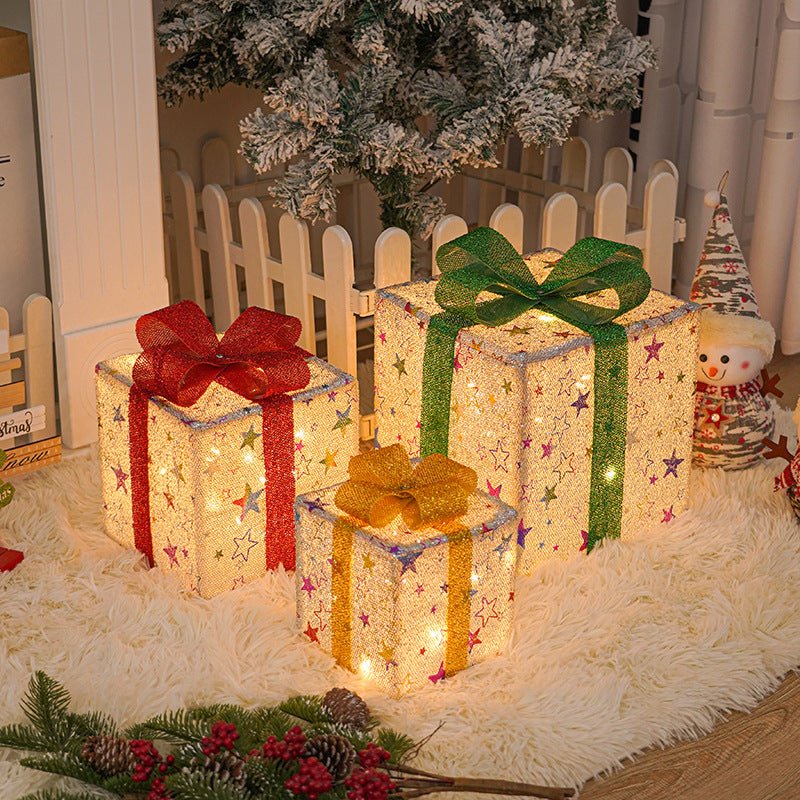 Lighted Up Outdoor Christmas Decorations Luminous Christmas Gift Box With Bow For Holiday Christmas Tree Home Yard Decor - SGP Garden Ltd