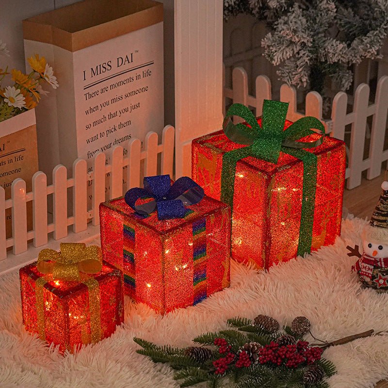 Lighted Up Outdoor Christmas Decorations Luminous Christmas Gift Box With Bow For Holiday Christmas Tree Home Yard Decor - SGP Garden Ltd