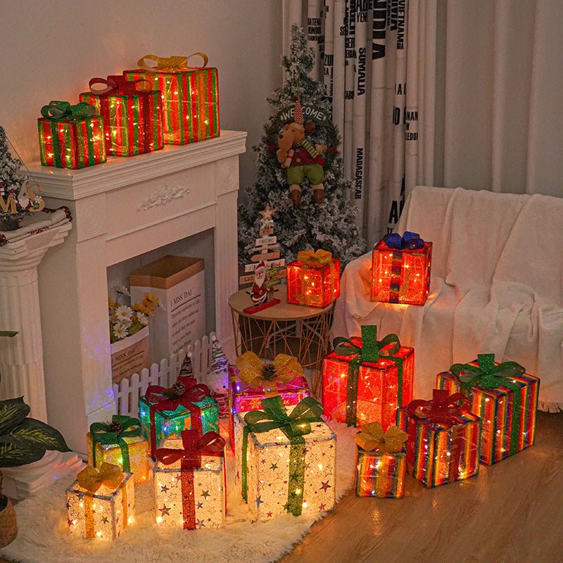 Lighted Up Outdoor Christmas Decorations Luminous Christmas Gift Box With Bow For Holiday Christmas Tree Home Yard Decor - SGP Garden Ltd