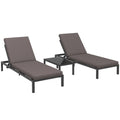 Luxury Outdoor Rattan Lounge Set, 2 Recliners+Table, Grey - SGP Garden Ltd