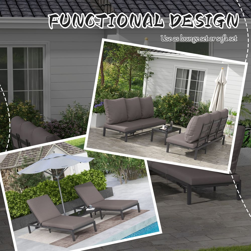 Luxury Outdoor Rattan Lounge Set, 2 Recliners+Table, Grey - SGP Garden Ltd