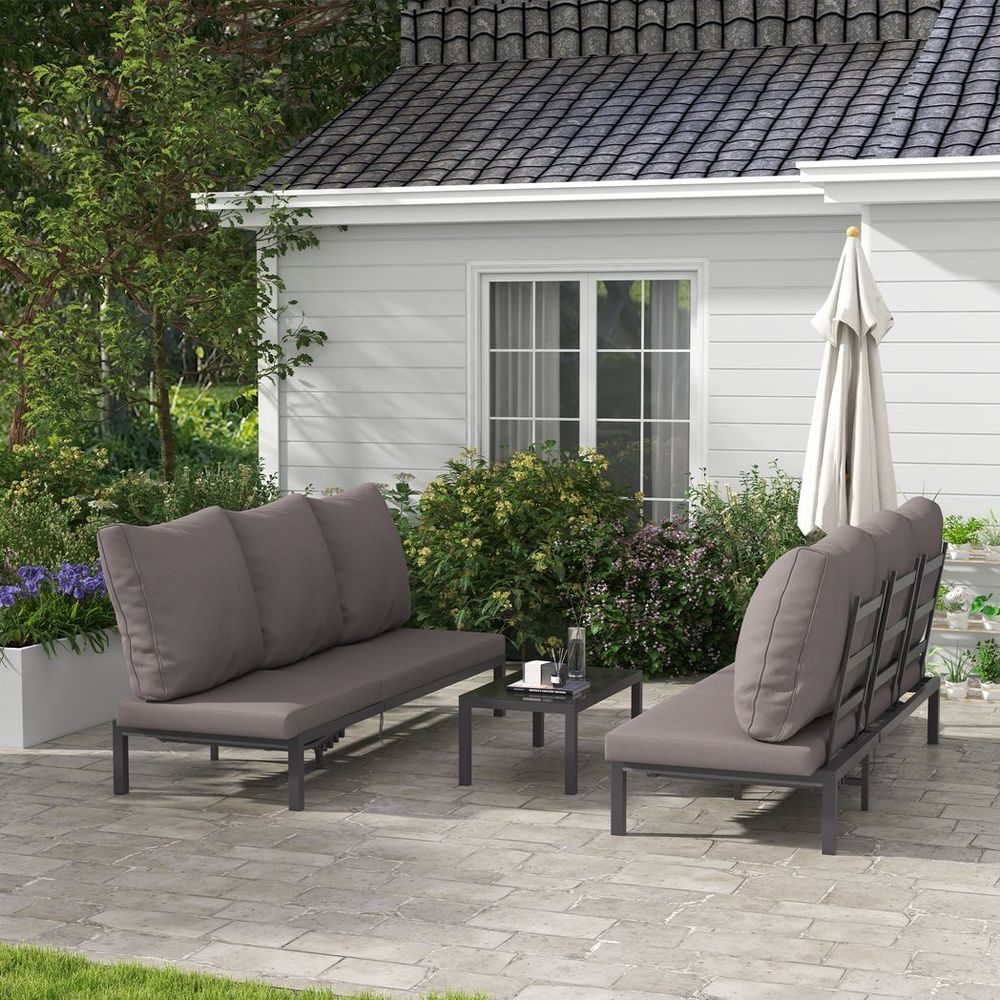 Luxury Outdoor Rattan Lounge Set, 2 Recliners+Table, Grey - SGP Garden Ltd