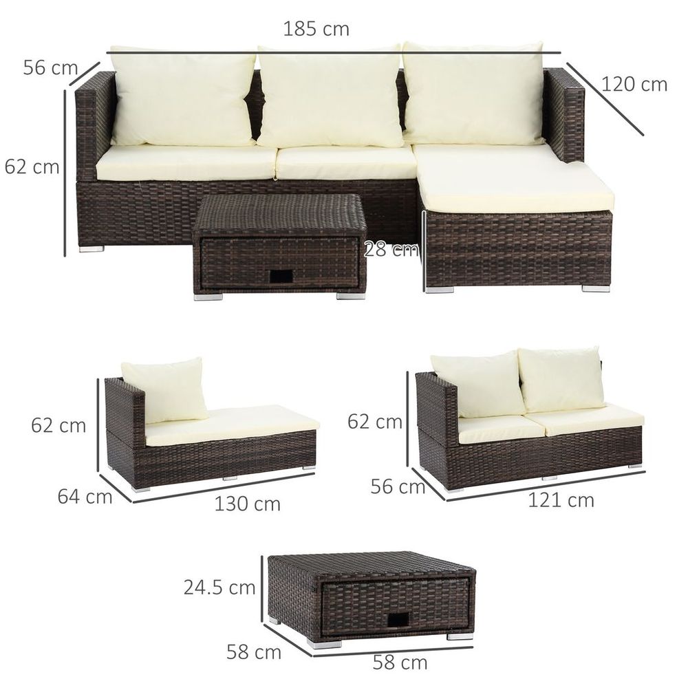 Luxury Rattan Garden Sofa Set | Premium Quality | Patio Lounger | 4-Seater | Brown - SGP Garden Ltd