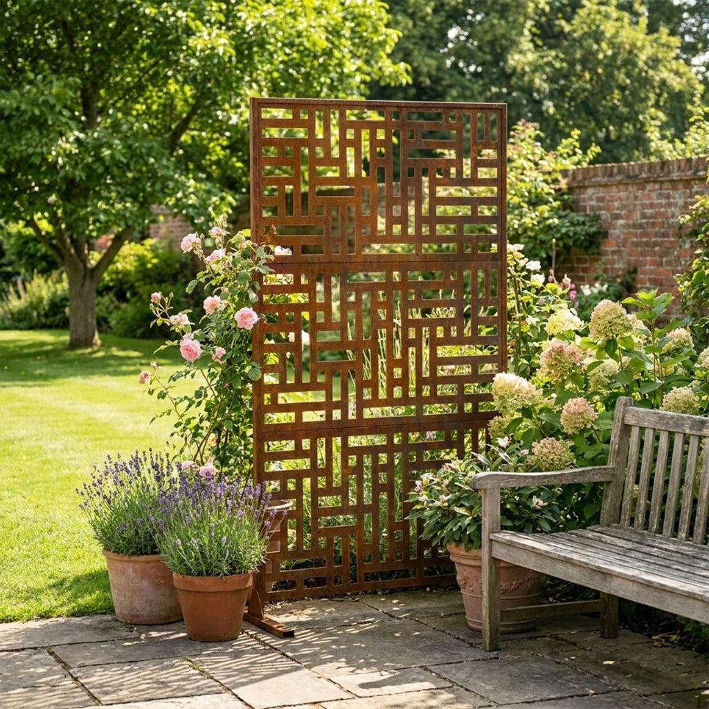 Metal Indoor/Outdoor Privacy Screen 90cm x 180cm - Maze - SGP Garden Ltd