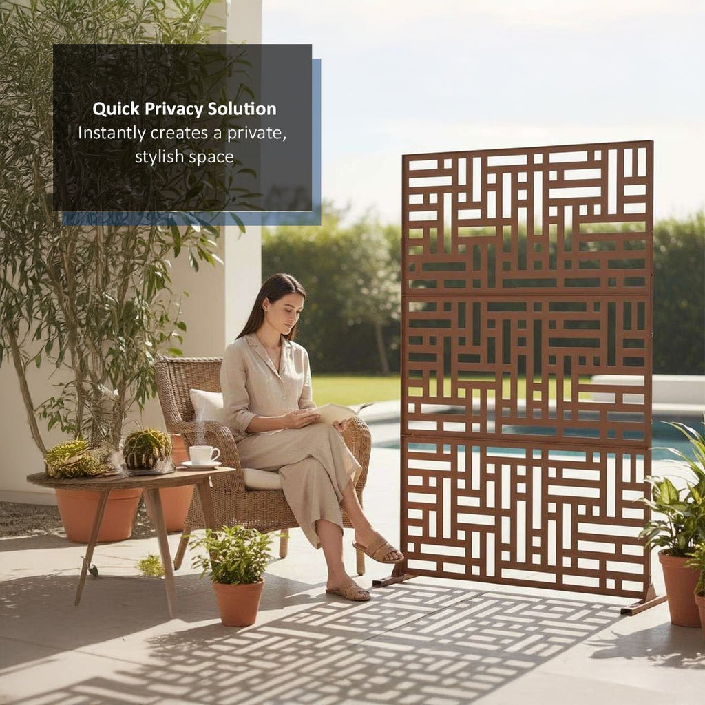 Metal Indoor/Outdoor Privacy Screen 90cm x 180cm - Maze - SGP Garden Ltd