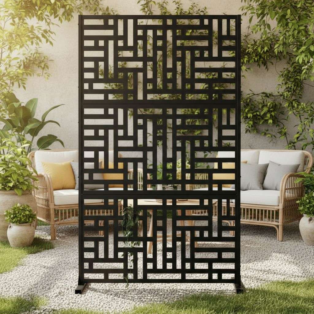 Metal Indoor/Outdoor Privacy Screen 90cm x 180cm - Maze - SGP Garden Ltd