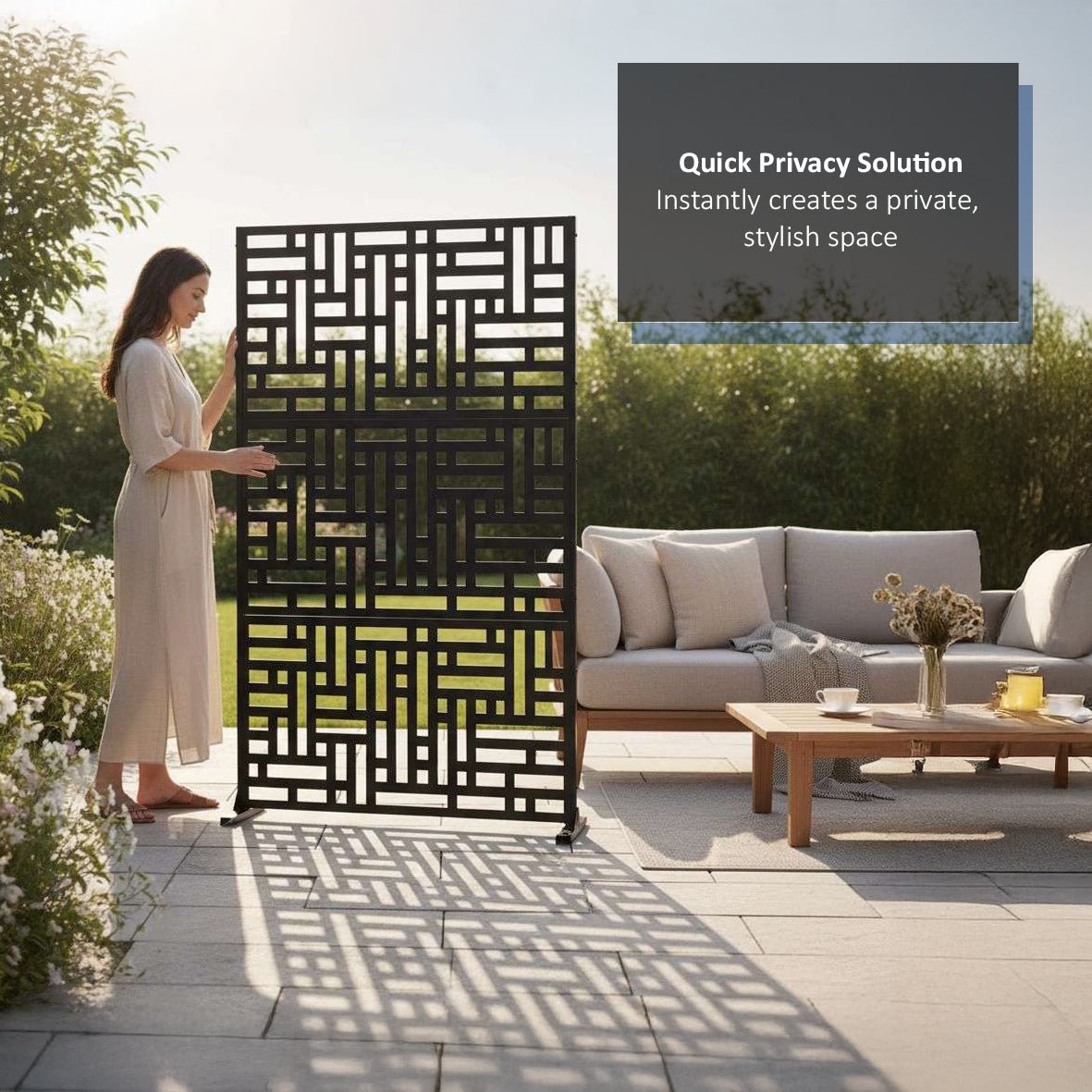 Metal Indoor/Outdoor Privacy Screen 90cm x 180cm - Maze - SGP Garden Ltd