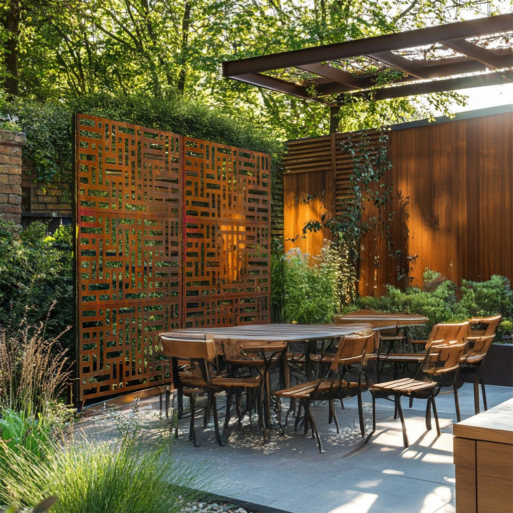 Metal Indoor/Outdoor Privacy Screen 90cm x 180cm - Maze - SGP Garden Ltd