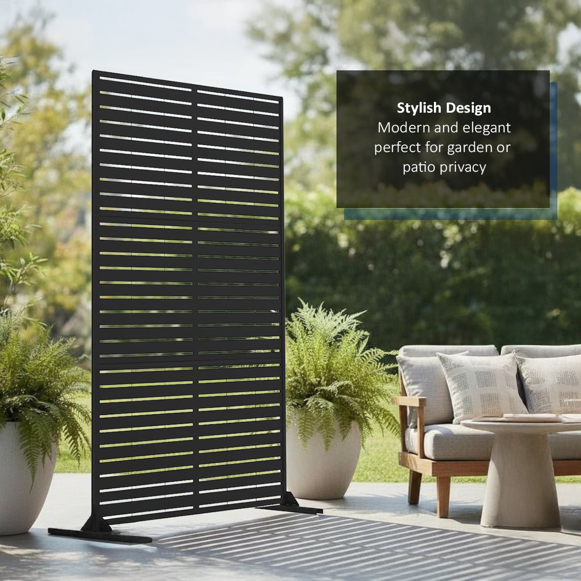 Metal Indoor/Outdoor Privacy Screen 90cm x 180cm - Slats - SGP Garden Ltd