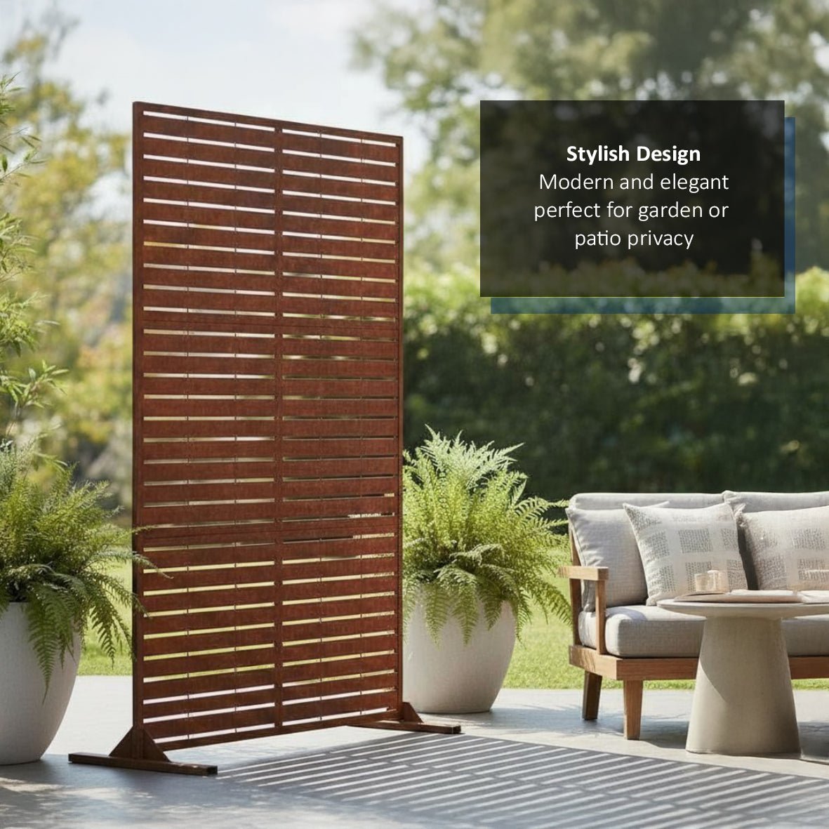 Metal Indoor/Outdoor Privacy Screen 90cm x 180cm - Slats - SGP Garden Ltd