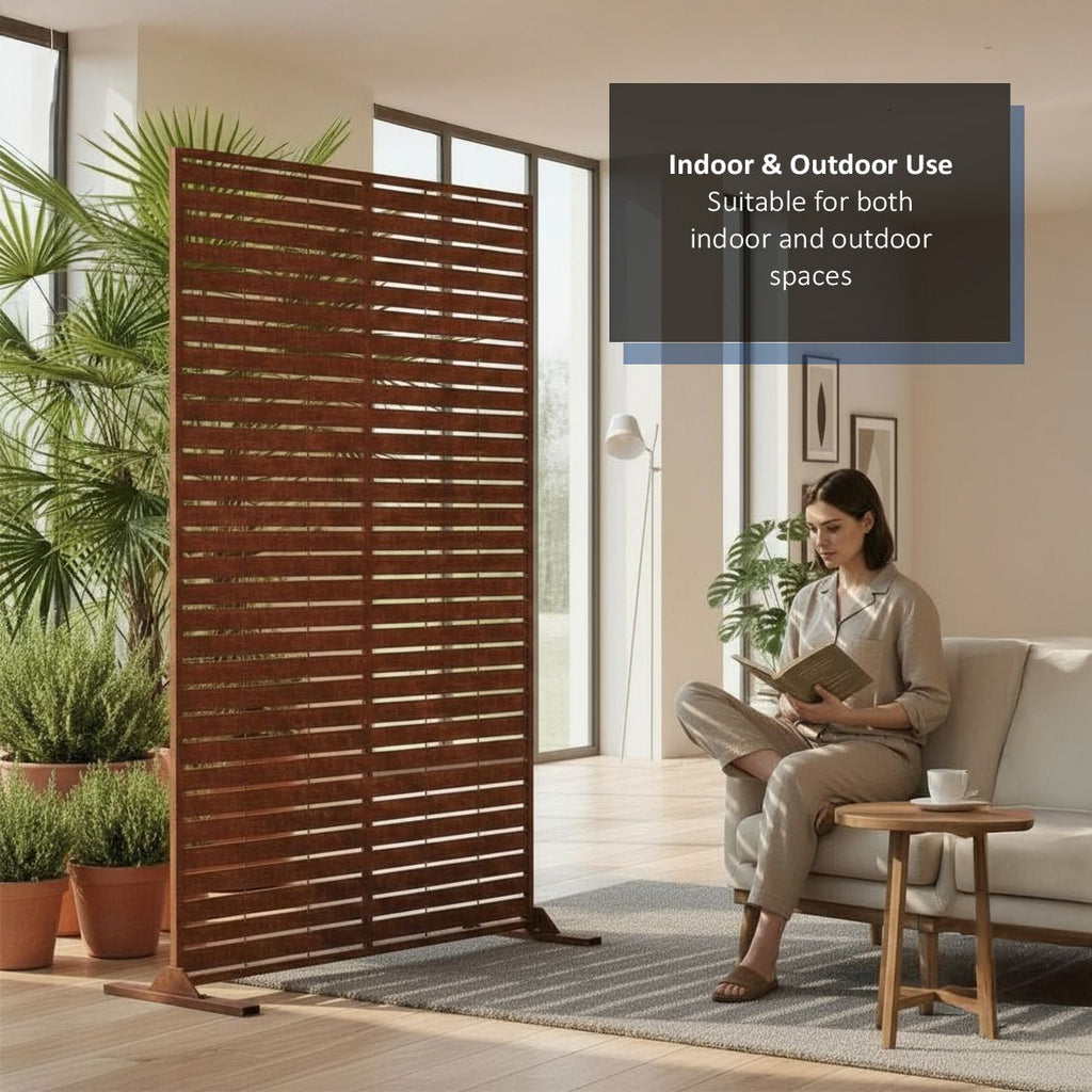 Metal Indoor/Outdoor Privacy Screen 90cm x 180cm - Slats - SGP Garden Ltd