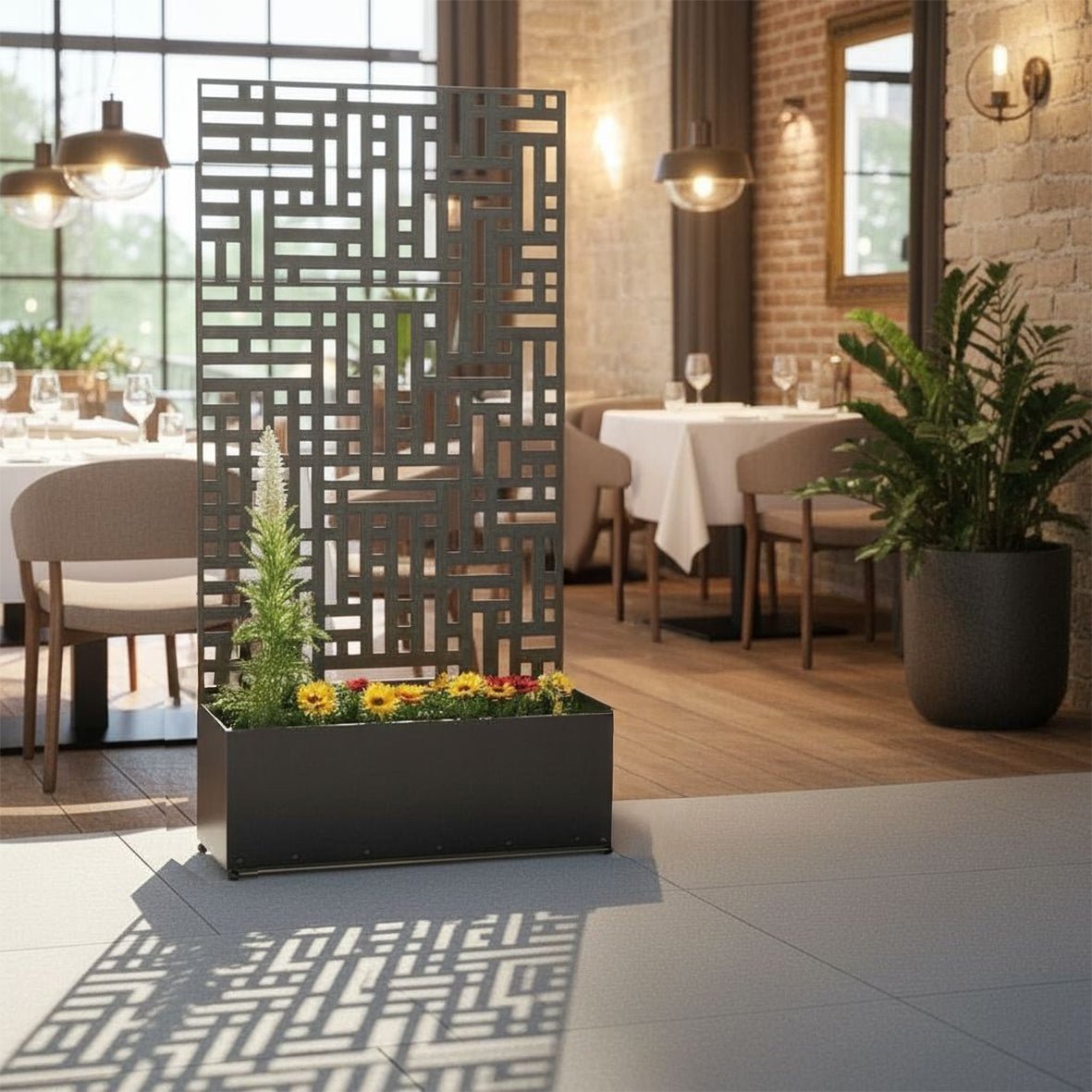Metal Indoor/Outdoor Privacy Screen with Plant Pot - Maze - SGP Garden Ltd