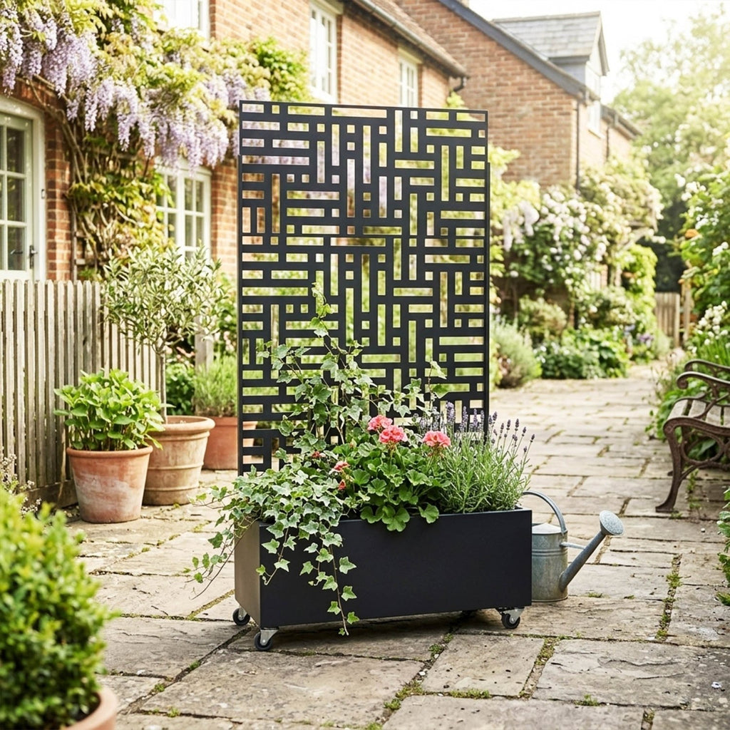 Metal Indoor/Outdoor Privacy Screen with Plant Pot - Maze - SGP Garden Ltd