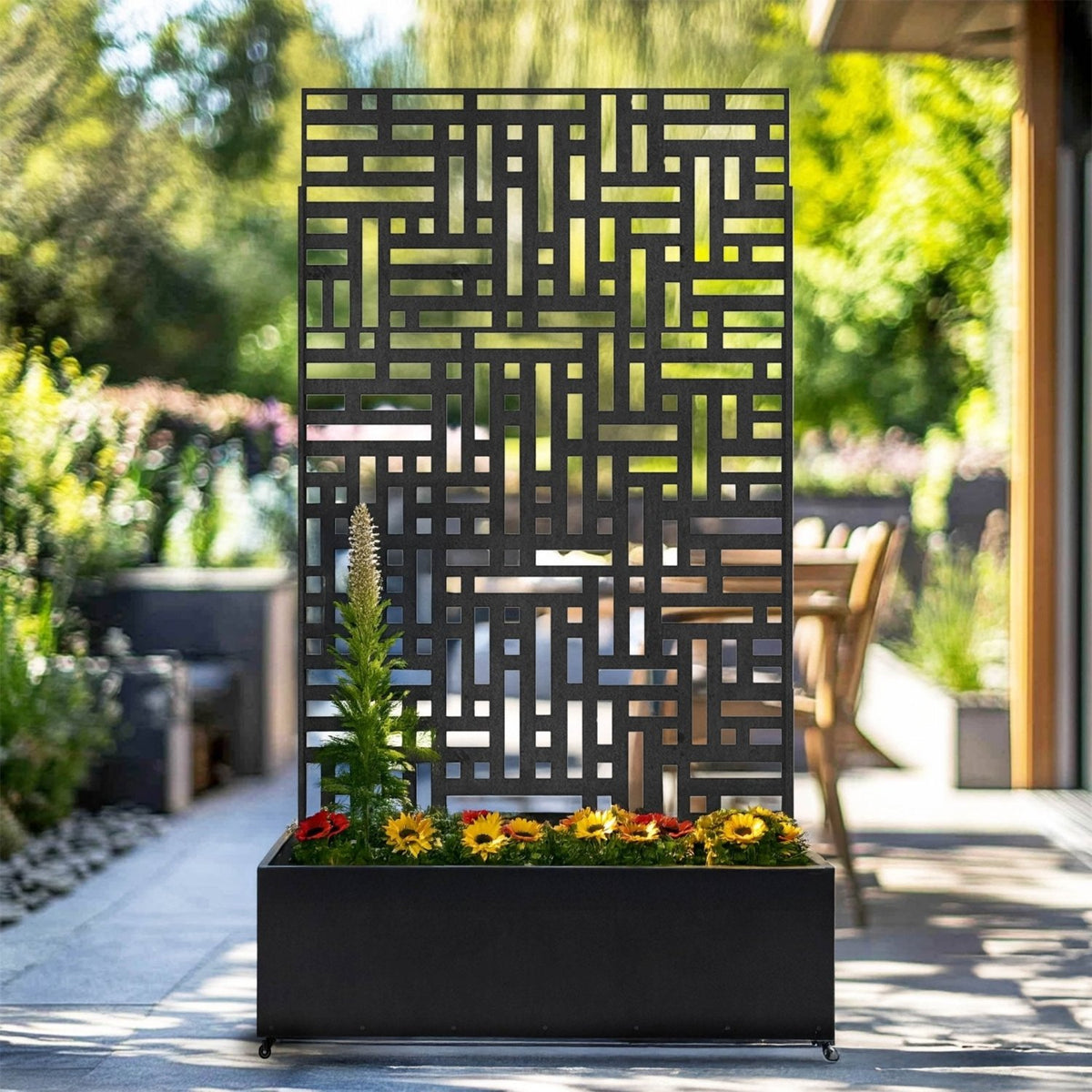 Metal Indoor/Outdoor Privacy Screen with Plant Pot - Maze - SGP Garden Ltd
