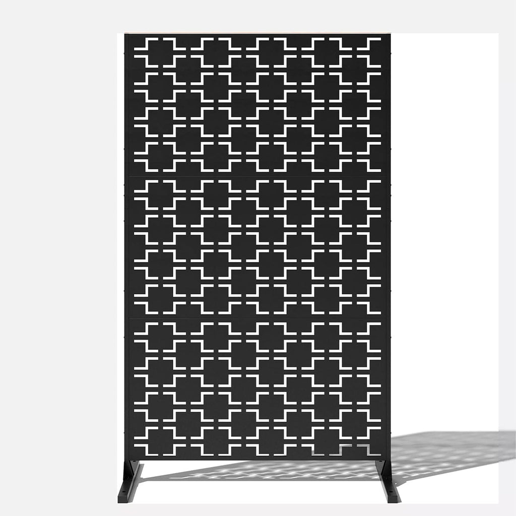 Metal Indoor/Outdoor Privacy Screen with Stand 120cm x 180cm - Squares - SGP Garden Ltd
