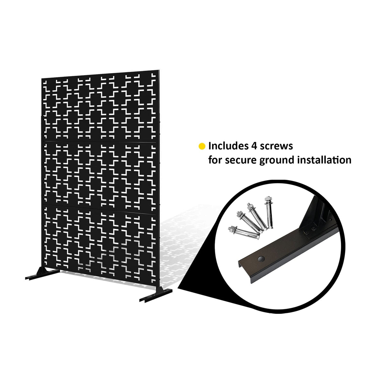 Metal Indoor/Outdoor Privacy Screen with Stand 120cm x 180cm - Squares - SGP Garden Ltd
