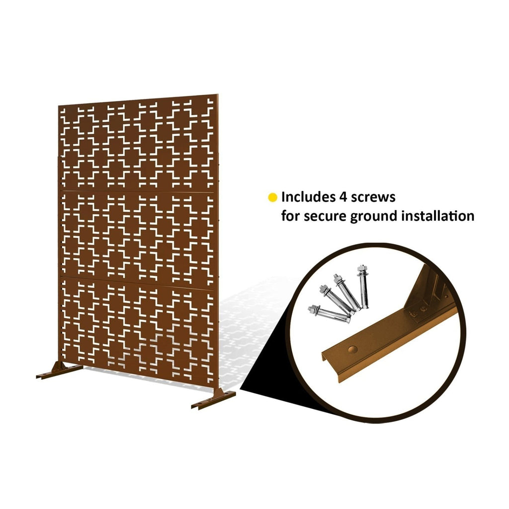 Metal Indoor/Outdoor Privacy Screen with Stand 120cm x 180cm - Squares - SGP Garden Ltd