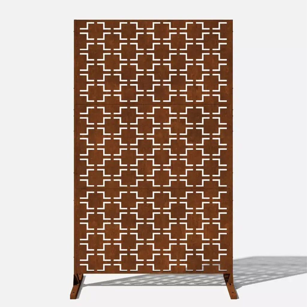 Metal Indoor/Outdoor Privacy Screen with Stand 120cm x 180cm - Squares - SGP Garden Ltd