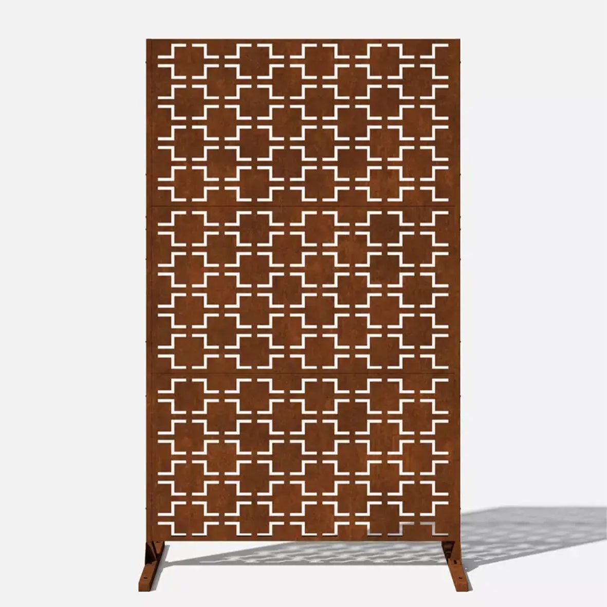 Metal Indoor/Outdoor Privacy Screen with Stand 120cm x 180cm - Squares - SGP Garden Ltd