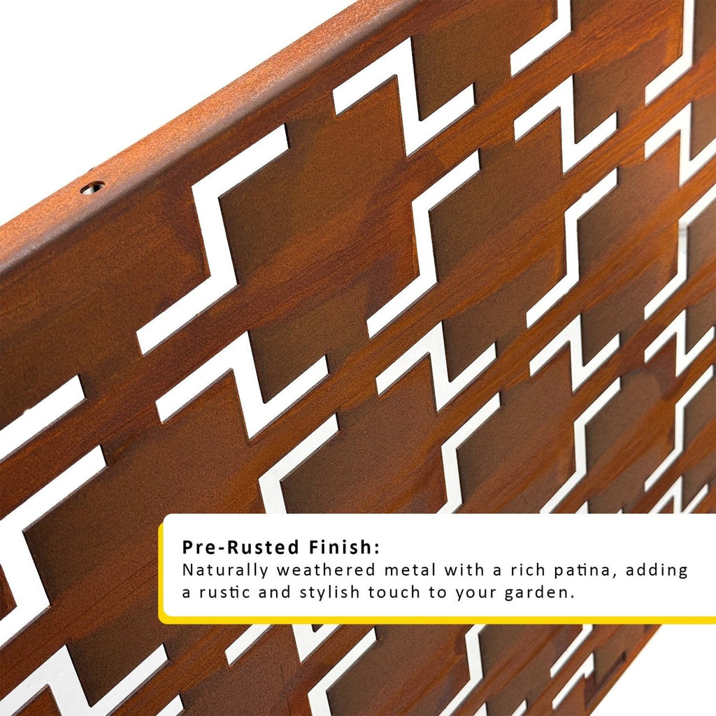 Metal Indoor/Outdoor Privacy Screen with Stand 120cm x 180cm - Squares - SGP Garden Ltd