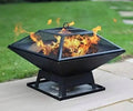 Metal Square Firepit Table Backyard Patio Garden Stove Wood Burning Fire Pit - SGP Garden Ltd