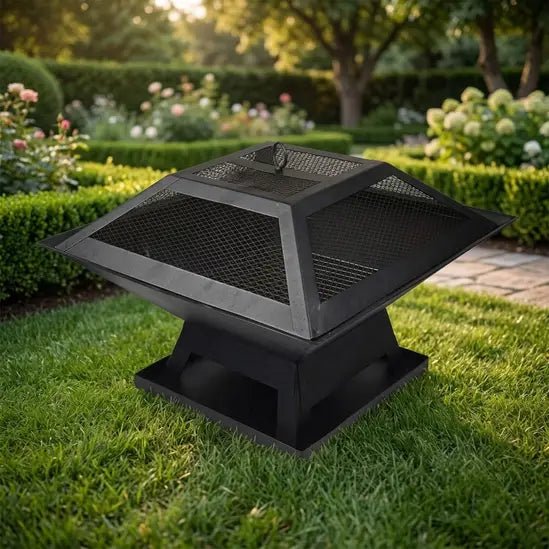 Metal Square Firepit Table Backyard Patio Garden Stove Wood Burning Fire Pit - SGP Garden Ltd