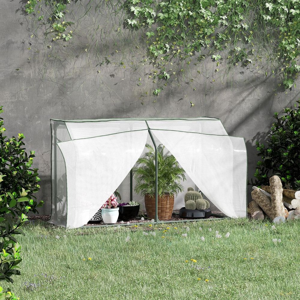 Mini Greenhouse Portable Garden Growhouse with Zipper Design, White - SGP Garden Ltd
