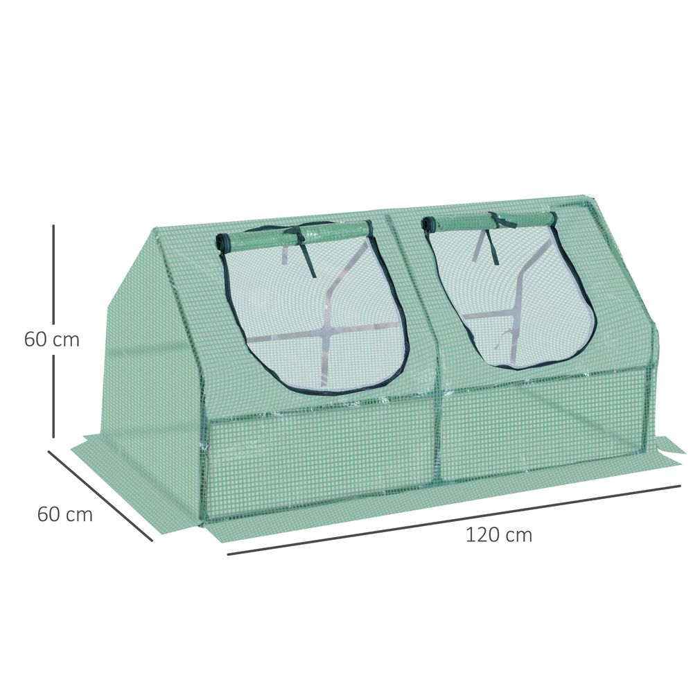 Mini Greenhouse With 2 Windows, Plant Flower Herbs Growing 120cmx60cmx60cm - SGP Garden Ltd