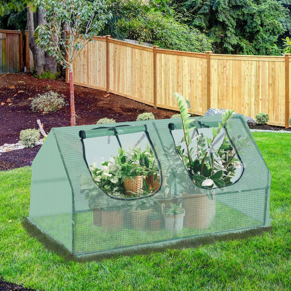 Mini Greenhouse With 2 Windows, Plant Flower Herbs Growing 120cmx60cmx60cm - SGP Garden Ltd