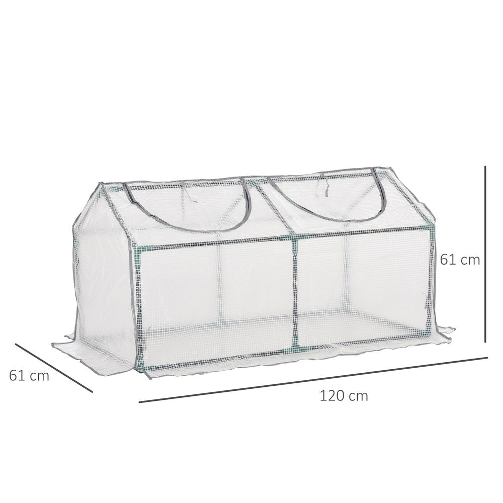 Mini Greenhouse With 2 Windows, Plant Flower Herbs Growing 120cmx60cmx60cm - SGP Garden Ltd