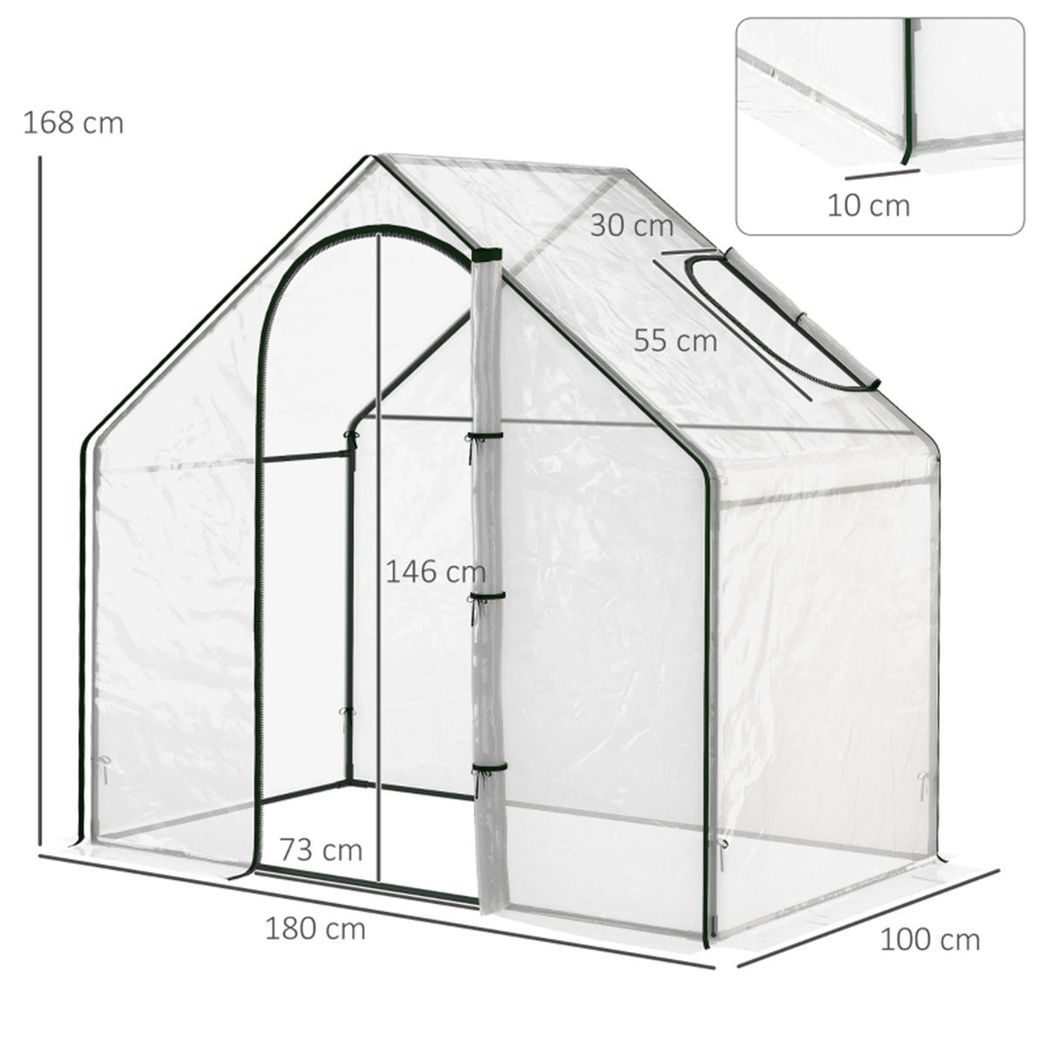 Mini Walk-in Greenhouse | UV-resistant PE plastic cover | Transparent 180L x 100W x 168H cm - SGP Garden Ltd