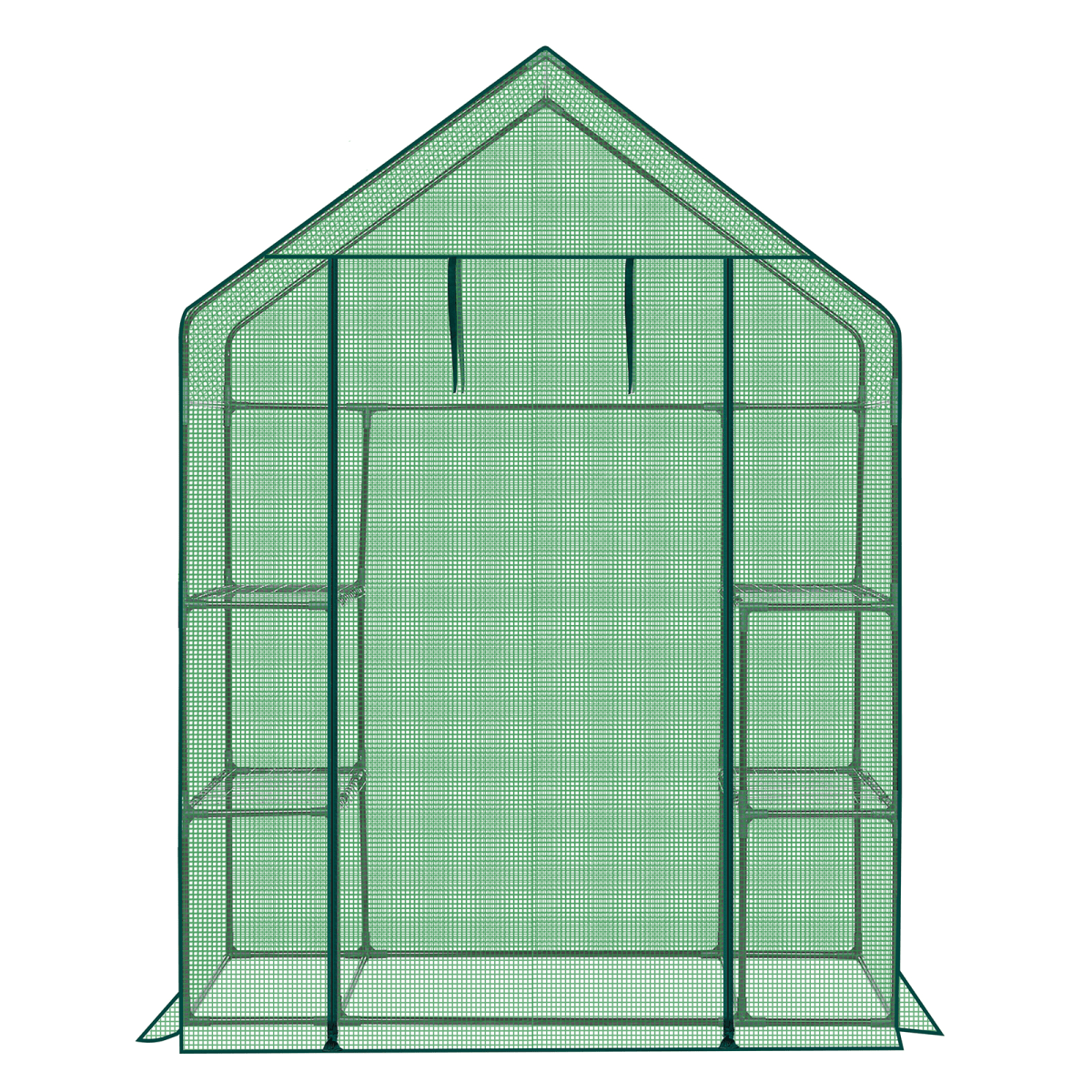 Mini Walk-in Greenhouse with PE Cover, 4-Shelf Indoor Outdoor Plant Gardening Green House for Garden Backyard, 56" x 29" x 77", Green - SGP Garden Ltd