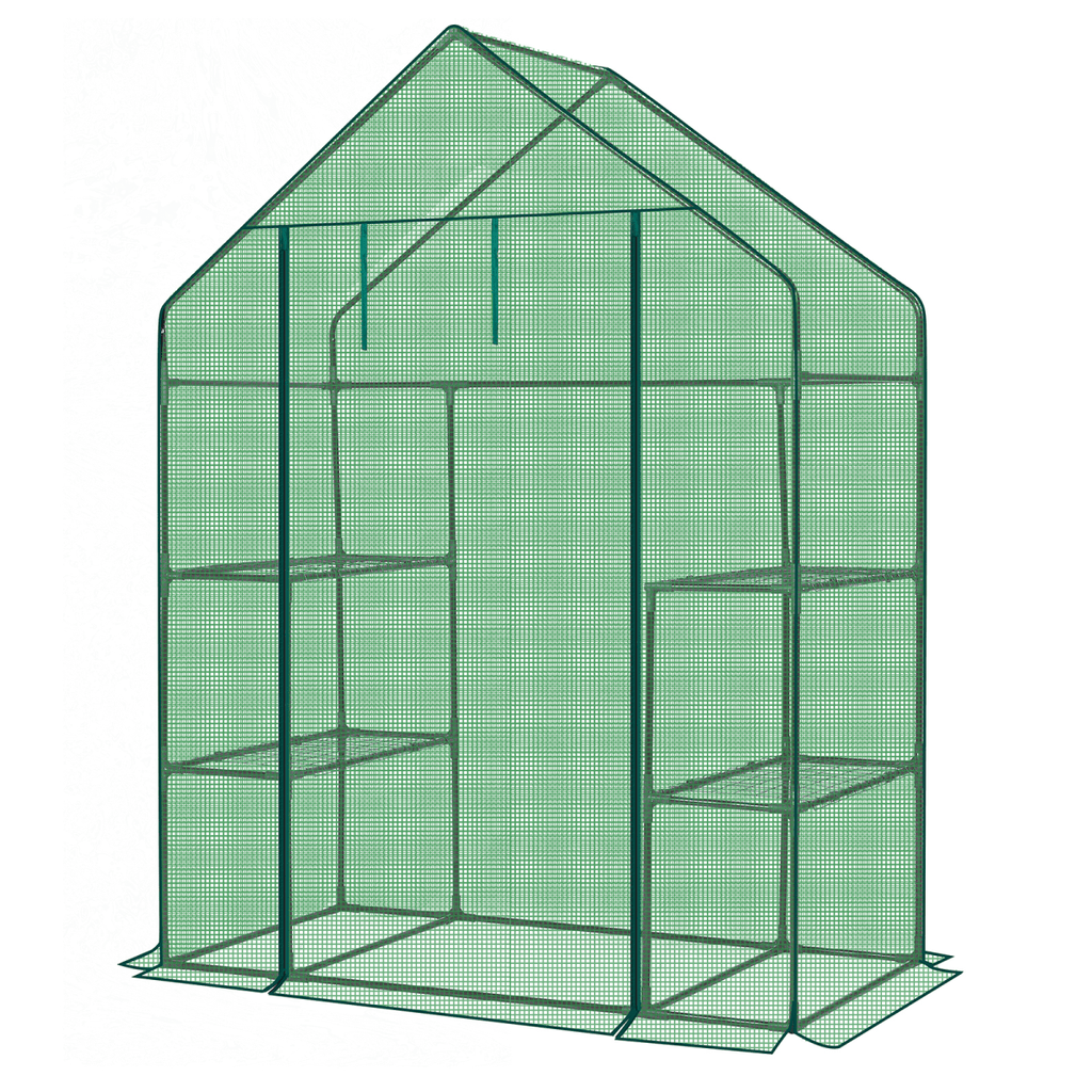 Mini Walk-in Greenhouse with Cover, 56" x 29" x 77", Green