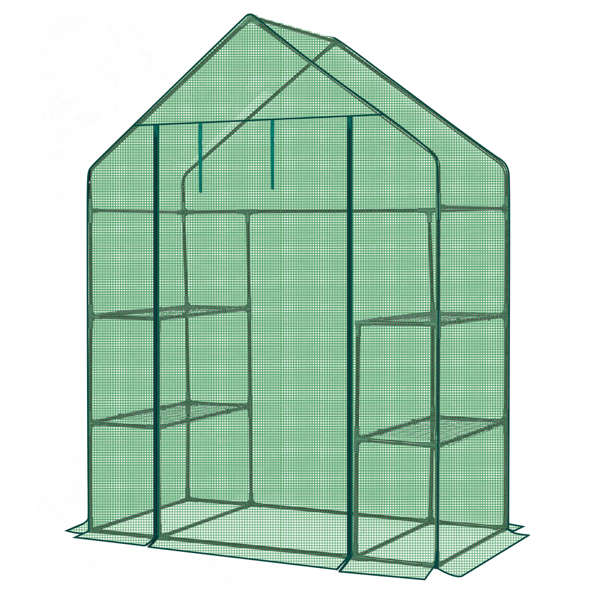 Mini Walk-in Greenhouse with PE Cover, 4-Shelf Indoor Outdoor Plant Gardening Green House for Garden Backyard, 56" x 29" x 77", Green - SGP Garden Ltd