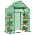 Mini Walk-in Greenhouse with Cover, 56" x 29" x 77", Green