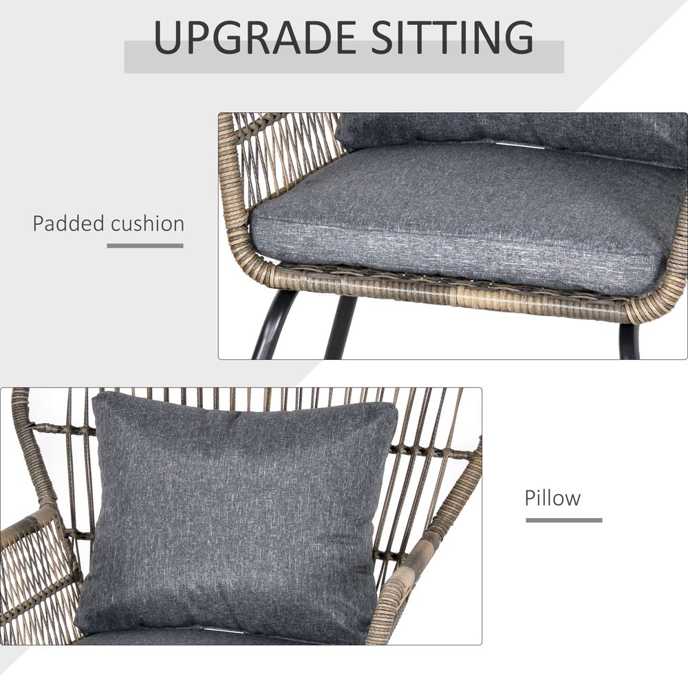 Modern Grey Rattan Patio Set - 3 PCS Outdoor Seating w/ Cushions & Steel Frame - High Quality - SGP Garden Ltd