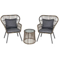 Modern Grey Rattan Patio Set - 3 PCS Outdoor Seating w/ Cushions & Steel Frame - High Quality - SGP Garden Ltd