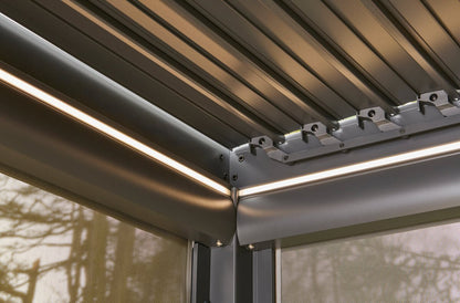 Nexus Pergola Bundle - Grey Aluminium 3m x 3m with LEDs and 3 Screens - SGP Garden Ltd