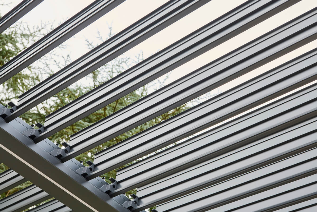 Nexus Pergola Bundle - Grey Aluminium 3m x 3m with LEDs and 3 Screens - SGP Garden Ltd