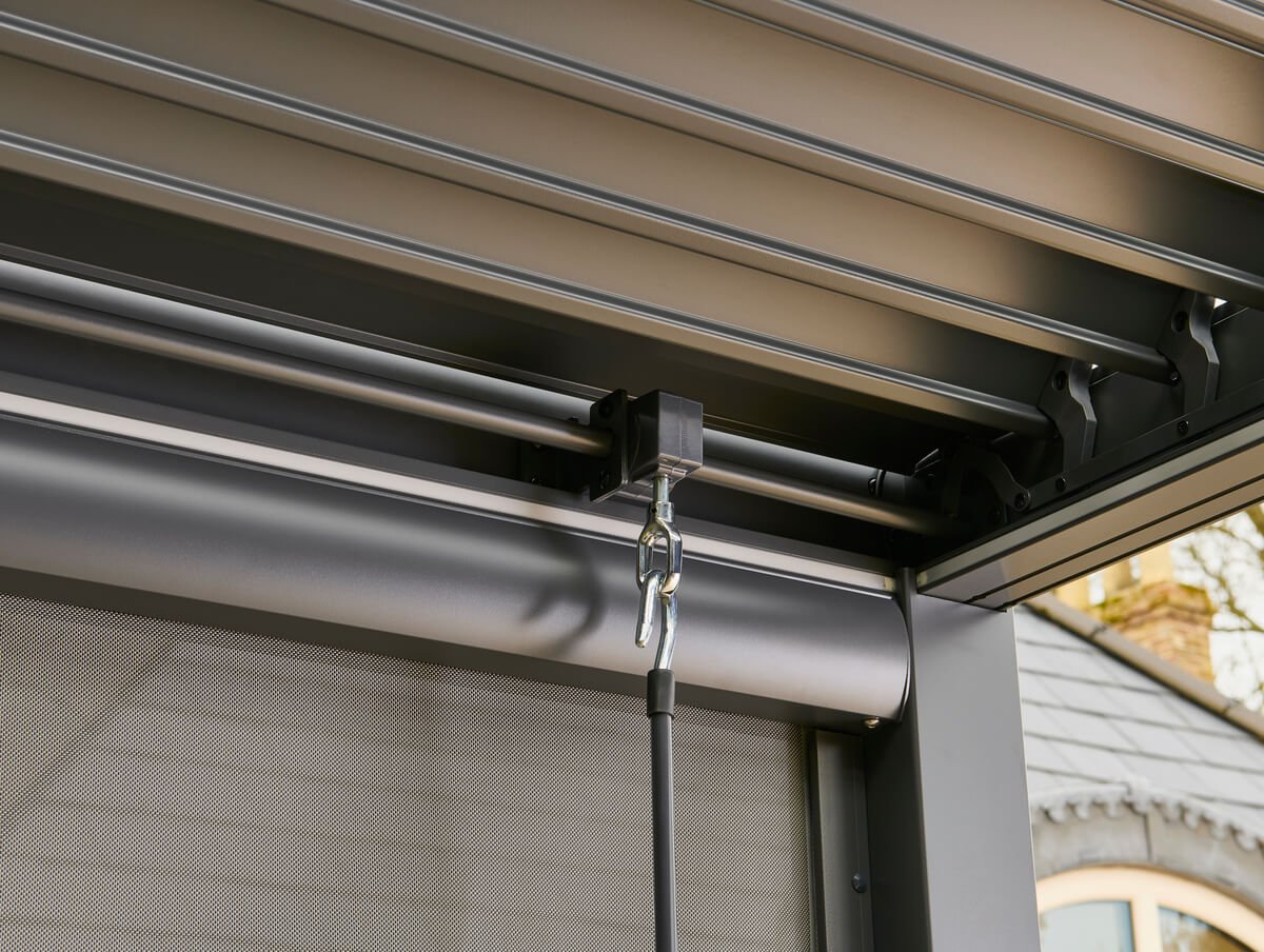 Nexus Pergola Bundle - Grey Aluminium 3m x 4m with LEDs and 3 Screens - SGP Garden Ltd