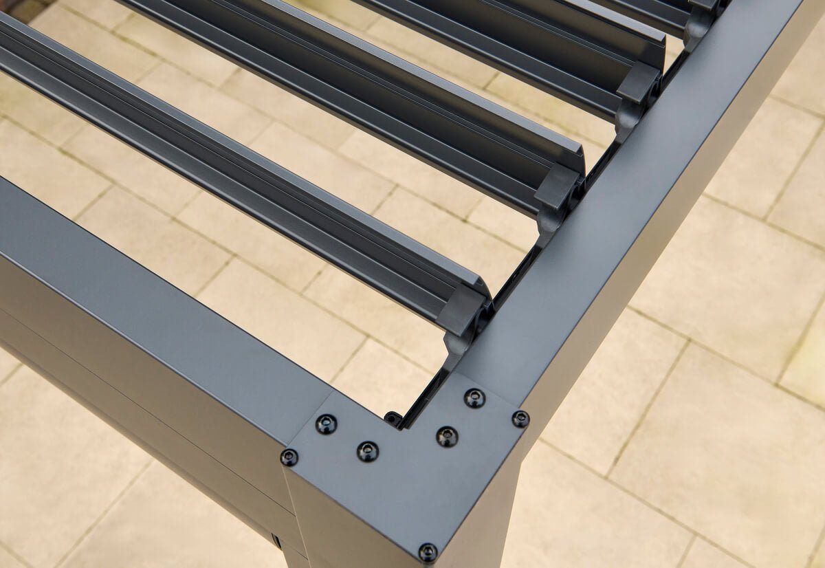 Nexus Pergola Bundle - Grey Aluminium 3m x 4m with LEDs and 3 Screens - SGP Garden Ltd