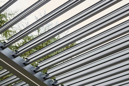 Nexus Pergola Bundle - Grey Aluminium 3m x 4m with LEDs and 3 Screens - SGP Garden Ltd