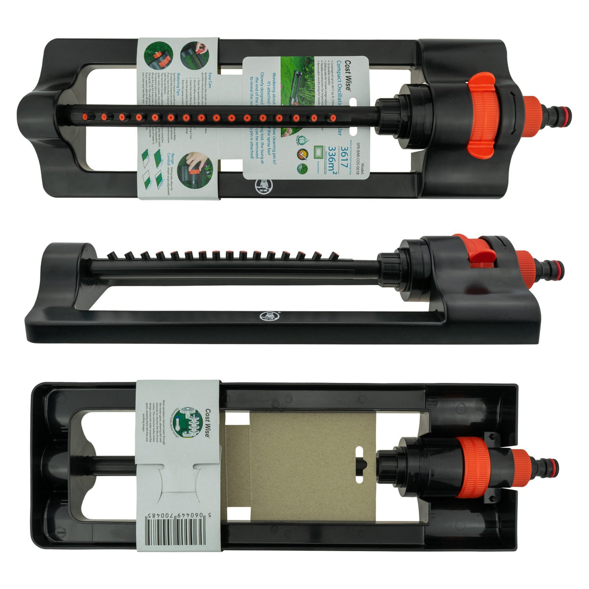Oscillating Sprinkler Cost Wise Black Orange Outdoor Watering Kit Lawn Sprinkler - SGP Garden Ltd