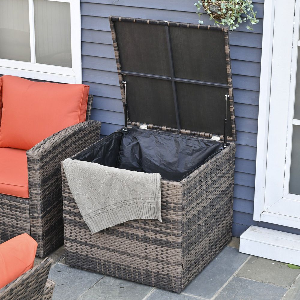 Outdoor 6-Piece Rattan Wicker Sofa Set Sectional & Storage Table & Cushion - Mixed Brown - SGP Garden Ltd