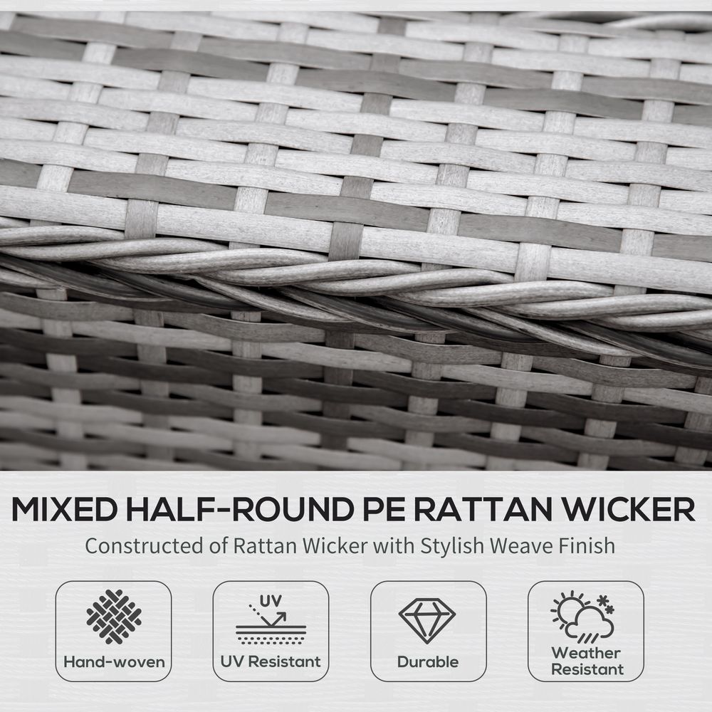 Outdoor 6-Seater Rattan Sofa Set - Half Round Design - Grey - High Quality Construction - Includes Cushions - SGP Garden Ltd