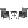 Outdoor Garden Rattan Bistro Set - 2 Seater Table Set - Light Grey - All Weather - UV Resistant - SGP Garden Ltd