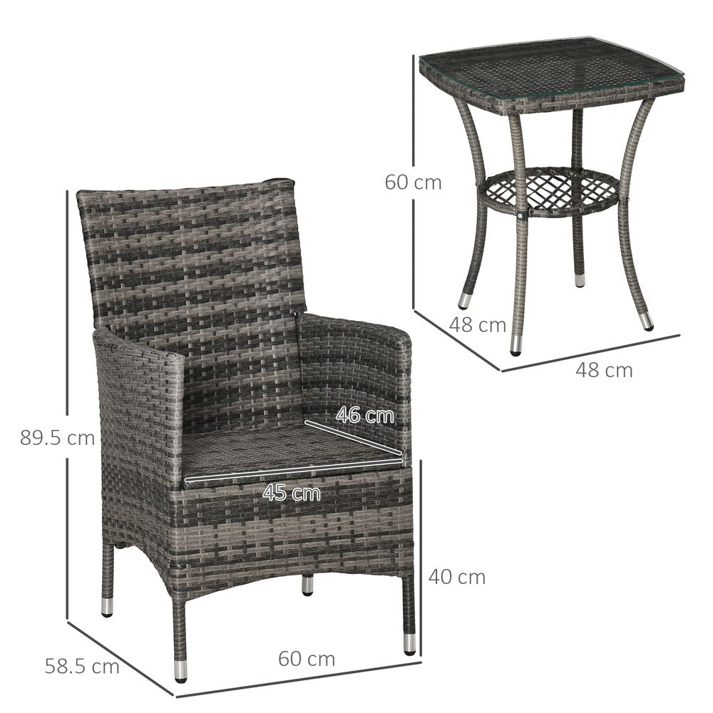 Outdoor Garden Rattan Bistro Set - 2 Seater Table Set - Light Grey - All Weather - UV Resistant - SGP Garden Ltd